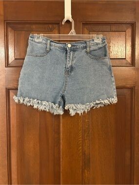 Hayden Girls Light Blue Frayed Hem Denim Shorts